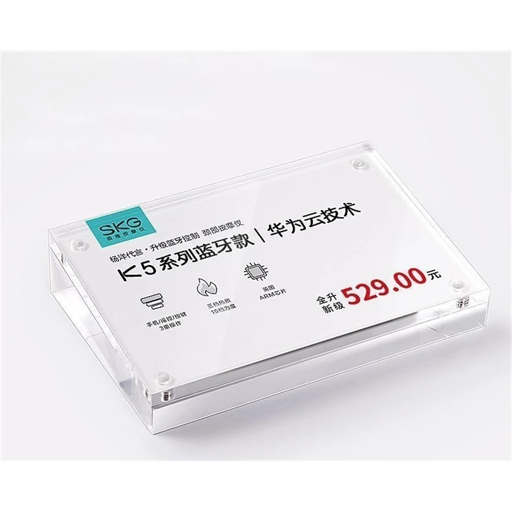 Slanted Card Holder Tabletop Information Display Crystal Acrylic Sign Board