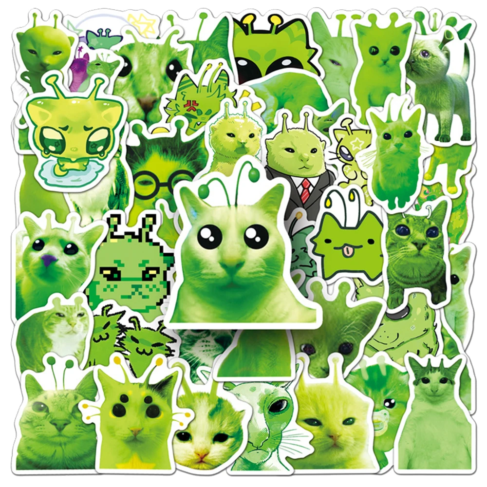 10/30/50 Stück Lustige Abstrakte Alien-Katzen-MEME-Aufkleber Cartoon-Sticker DIY Schreibwaren Koffer Handy Helm Wasserdichte Aufkleber Deko