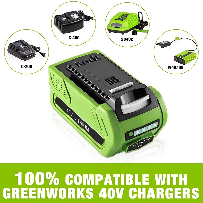 6000mAh G-MAX 40V Li-ion Replacement Battery for GreenWorks 20292 20302 20672 20202 20322 20262 29302 29463 Rechargeable Battery