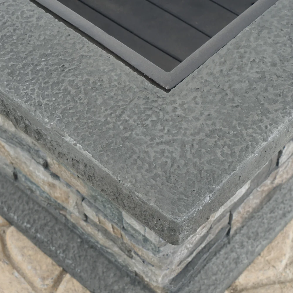 29x29 Inch Square MGO Fire Pit Fiberglass Reinforced Cement Outdoor Fire Table with Iron Shield for Patio Backyard Entertaining