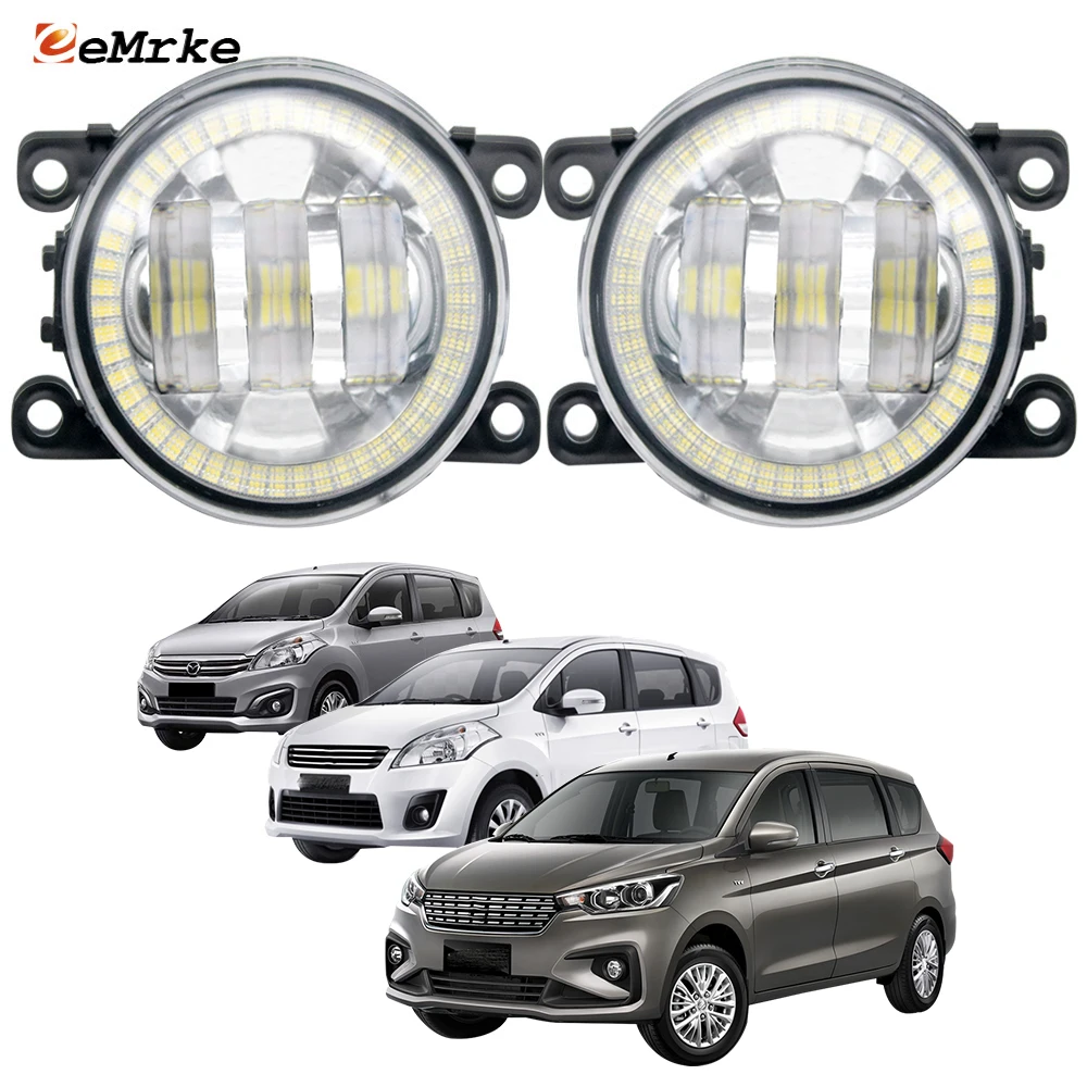 2X LED Ptf Car Fog Lights Assembly for Suzuki Ertiga Proton /Mazda VX-1 /Toyota Rumion Angel Eyes Halo DRL Daytime Running Light