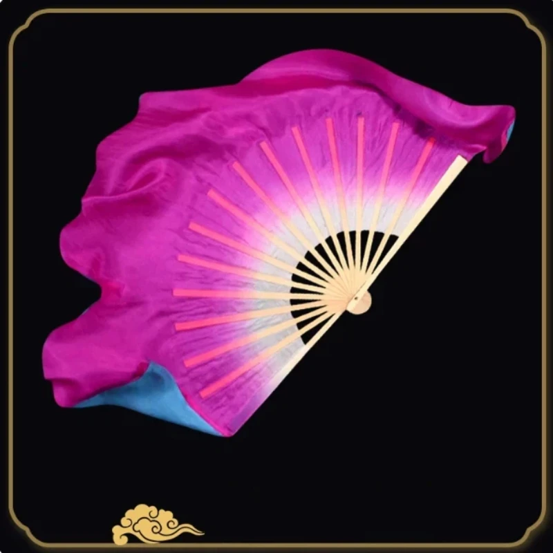 Real Silk or Silk-imitation Double-sided Dance Fan Classical Dance the Big River Two-color Dance