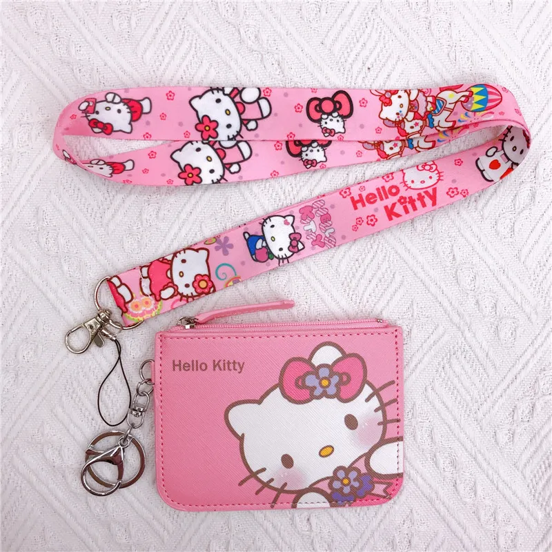 Kawaii Sanrio Hello Kitty My Melody Cinnamoroll Kuromi Cartoon Anime Card Holder Id Coin Purse Keychain Storage Pendant Gifts