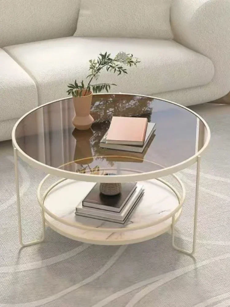 Light Luxury Tempered Glass Coffee Table for Living Room Furniture Home Creative  Leisure Round Tea  Edge