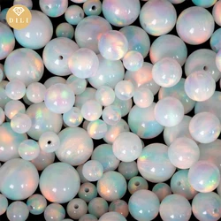 3mm~10mm OLP317 White Color Synrthetic Ball Sphere Nebula  Aurora Opal Gemstone Bead