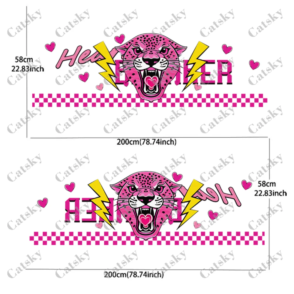 Pink leopard heart lightning sticker full body floral decoration covering scratches car sticker waterproof car vinyl wraps