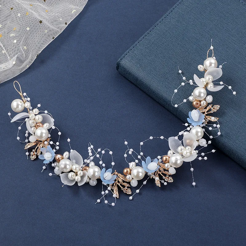 Europe Alloy Pearl Flower Hairbands Headdress Baroque Bride Bridesmaid Headbands Wedding Hair Accessories Jewelry Banquet Crown