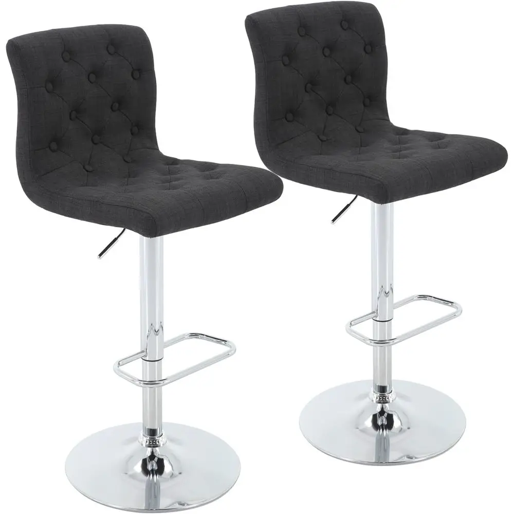

Adjustable Swivel Bar Stools Set of 2, Counter Height with Back and Upholstered Arms, Charcoal Black