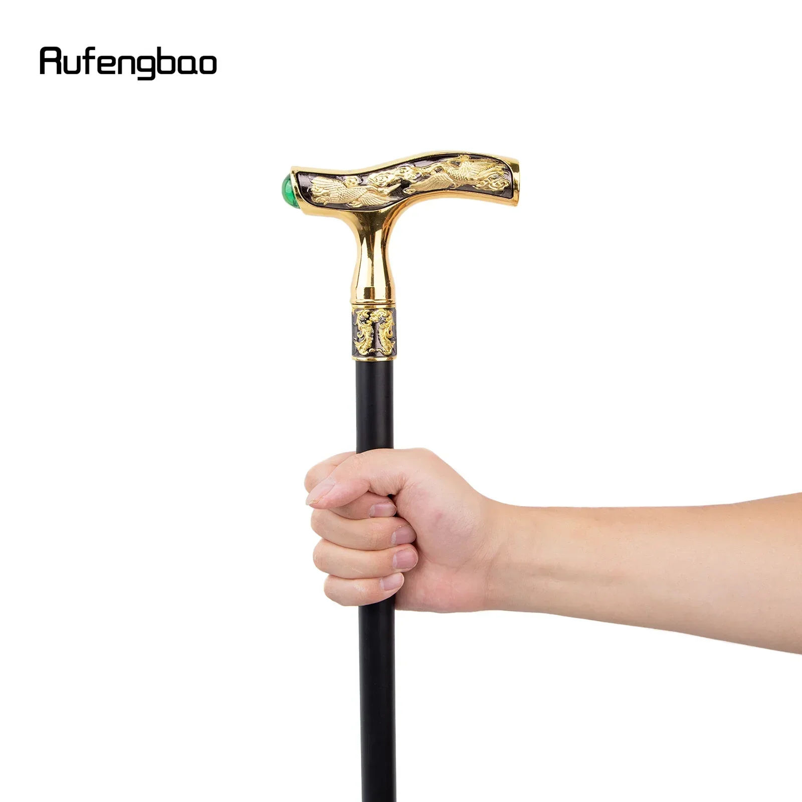 Bastón para caminar con grulla, bastón decorativo de moda con piedras preciosas verdes, bastón para actuación de caballero, 93cm