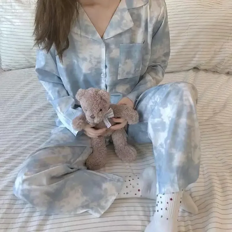 Neue Herbst-Pyjamas in Rosa für Damen, Locker Geschnittene Süße Cartoon-Pyjamas, Langarm-Langhosen-Set für Damen, Loungewear für Mädchen, Lässige Homewear