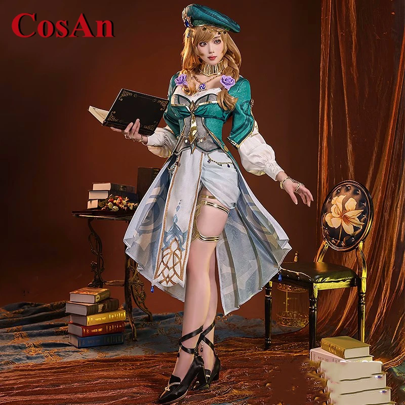 CosAn-Disfraz de Genshin Impact Lisa para mujer, hermoso vestido de uniforme elegante, ropa de juego de rol para fiesta de actividades, nuevo juego