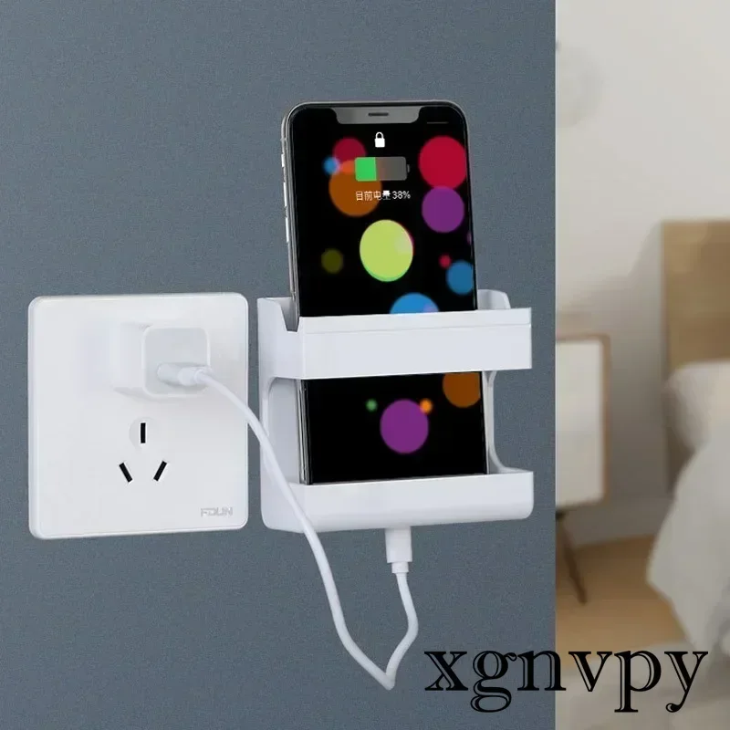 xgnvpy Adhesive Punch-free Socket Holder Without Drilling Remote Control Holder Mobile Phone Charging Storage Box