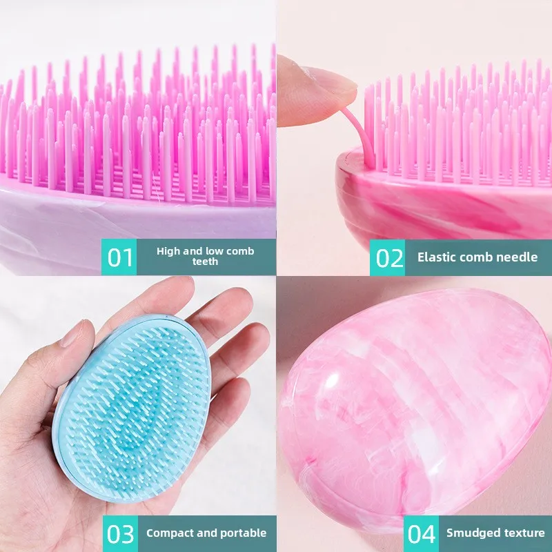 Mini Egg Hair Brush Round Shape Scalp Massage Detangling Comb Tangled Hair Comb Pro Salon Hairdressing Hair Styling Comb Travel