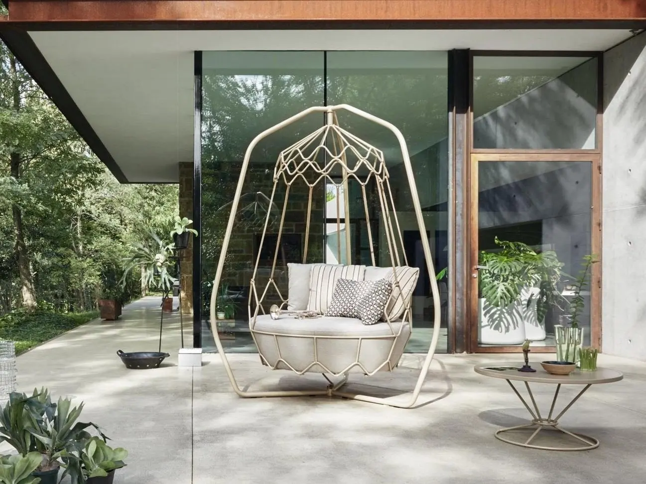 Furniture Courtyard Swing Garden Rope Hotel Leisure Hammock Swing Garden Swing Fresh Air Outdoor Metal Modern