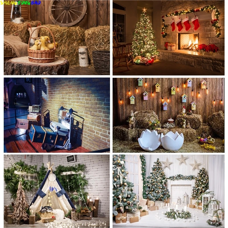 

Christmas Theme Photography Background Snowman Christmas tree Children Portrait Backdrops For Photo Studio Props YXX-94
