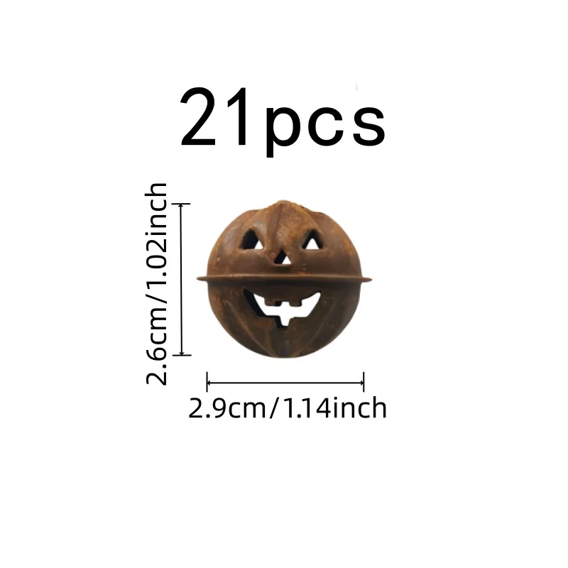 Rusty Pumpkin Charms 21 pcs, Iron Metal Material, Pumpkin Face Design, for Christmas Tree Ornament, Multipurpose