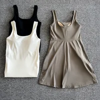 Vestido de tenis para mujer, faldas pantalón deportivas de Golf y bádminton, chándales con almohadillas para el pecho, trajes de Yoga suaves ajustados de una pieza