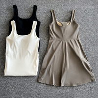 Tennis Dress Women Sports Golf Badminton Skorts Tracksuits With Chest Pads One Pieces Slim Fit Soft Yoga Suits ﻿