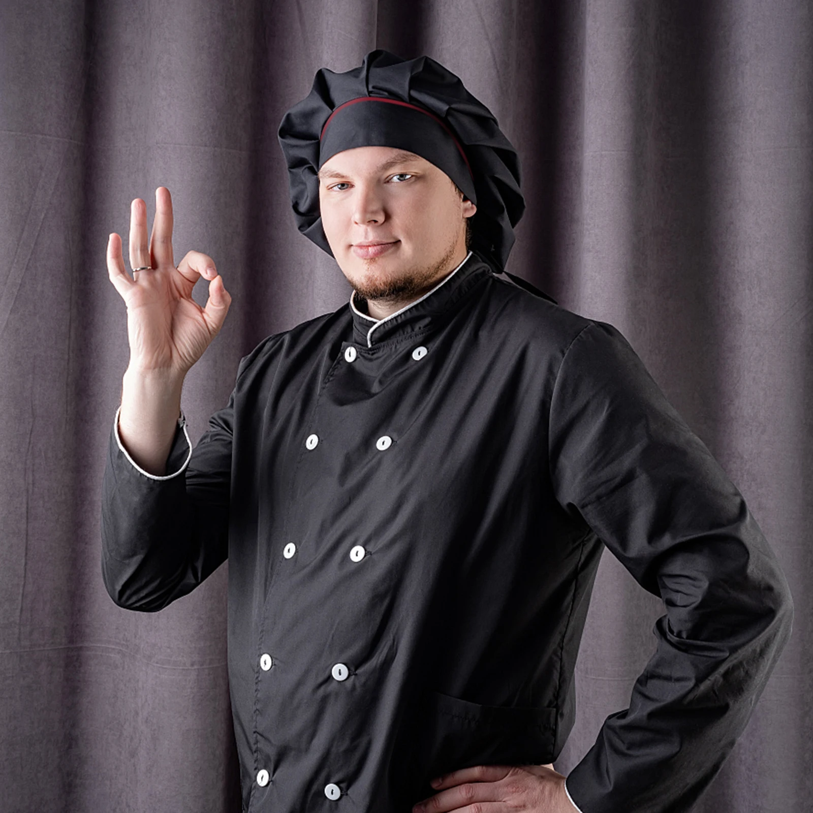 

1pc Chef Hat Unisex Restaurant Kitchen Working Hat Cotton Polyester Fabric Durable Comfortable Cook Uniform Headwear