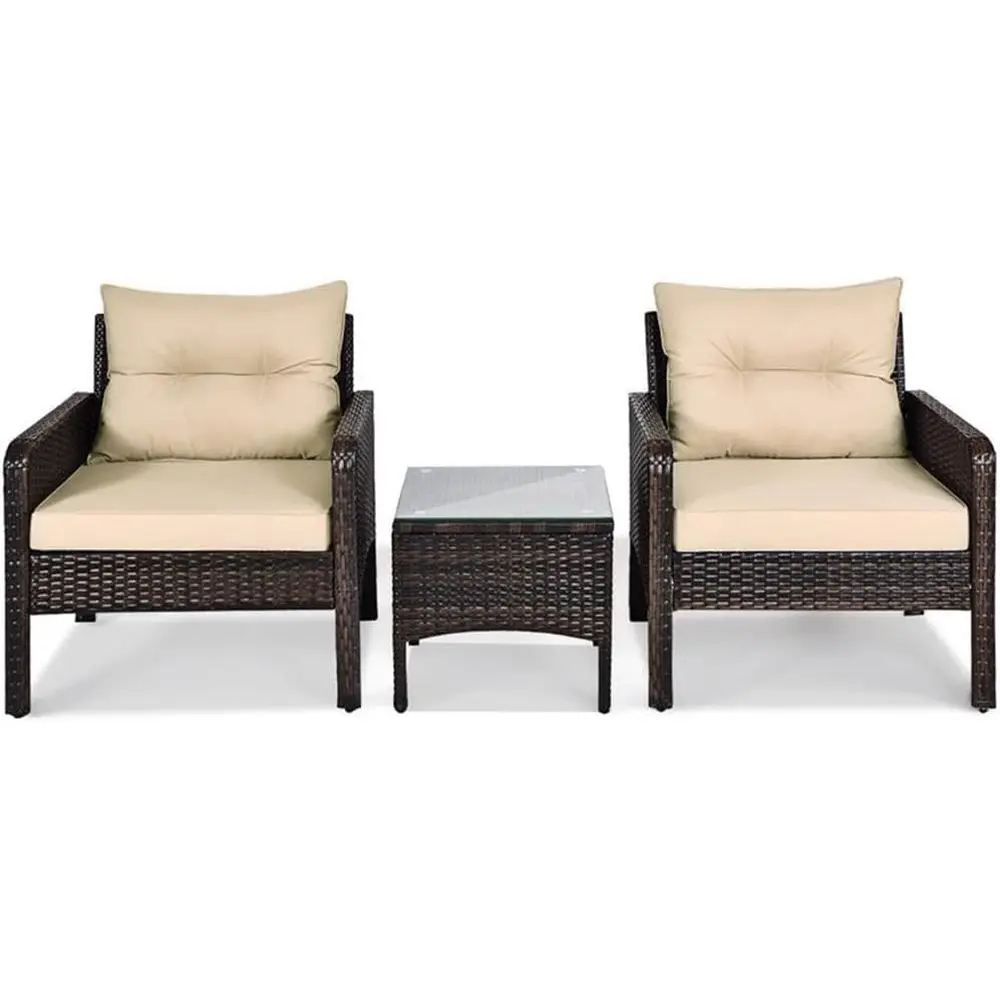 

Комплект садовой мебели из ротанга из 3 предметов, коричневый, в стиле дивана