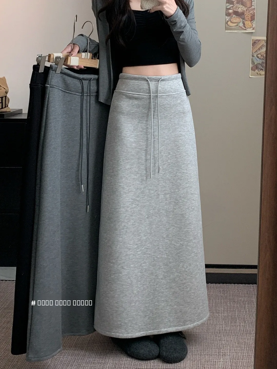 

Новая зимняя женская юбка больших размеров, повседневная, на флисовой подкладке, с высокой талией, прямого кроя, средней длины, с разрезом сзади, в корейском стиле