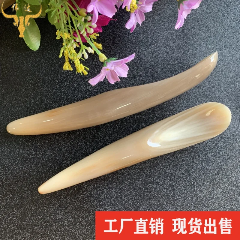 

Natural Horn Pull Tendons Stick Flat Head Scrapping Plate Manual Acupuncture Pen Black and White Massage Stick Horn Comb Factory