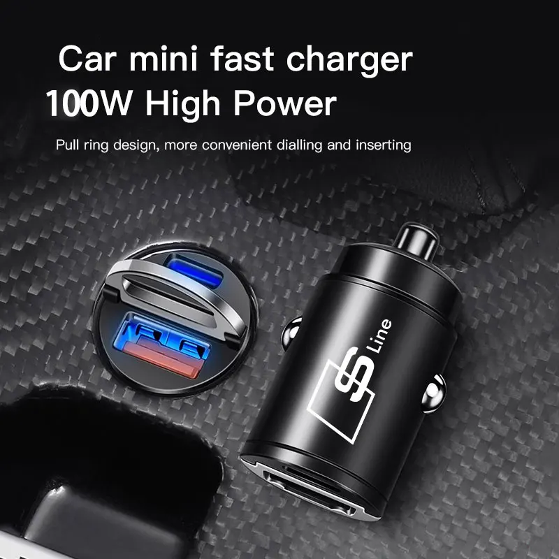 New digital display car USB car charger 100w For Audi Sline A1 A2 A3 A4 A5 A6 A7 A8 Q1 Q2 Q3 Q4 Q5 Q6 Q7 Q8 TT RS3 S5 RS5 RS6