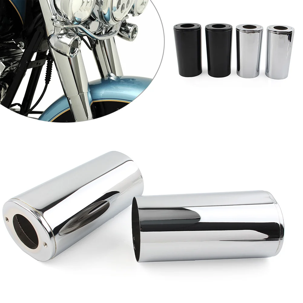 1 Pair Chrome/Black Motorbike Fork Slider Covers For Harley Touring FL 1984-2013 45964-86