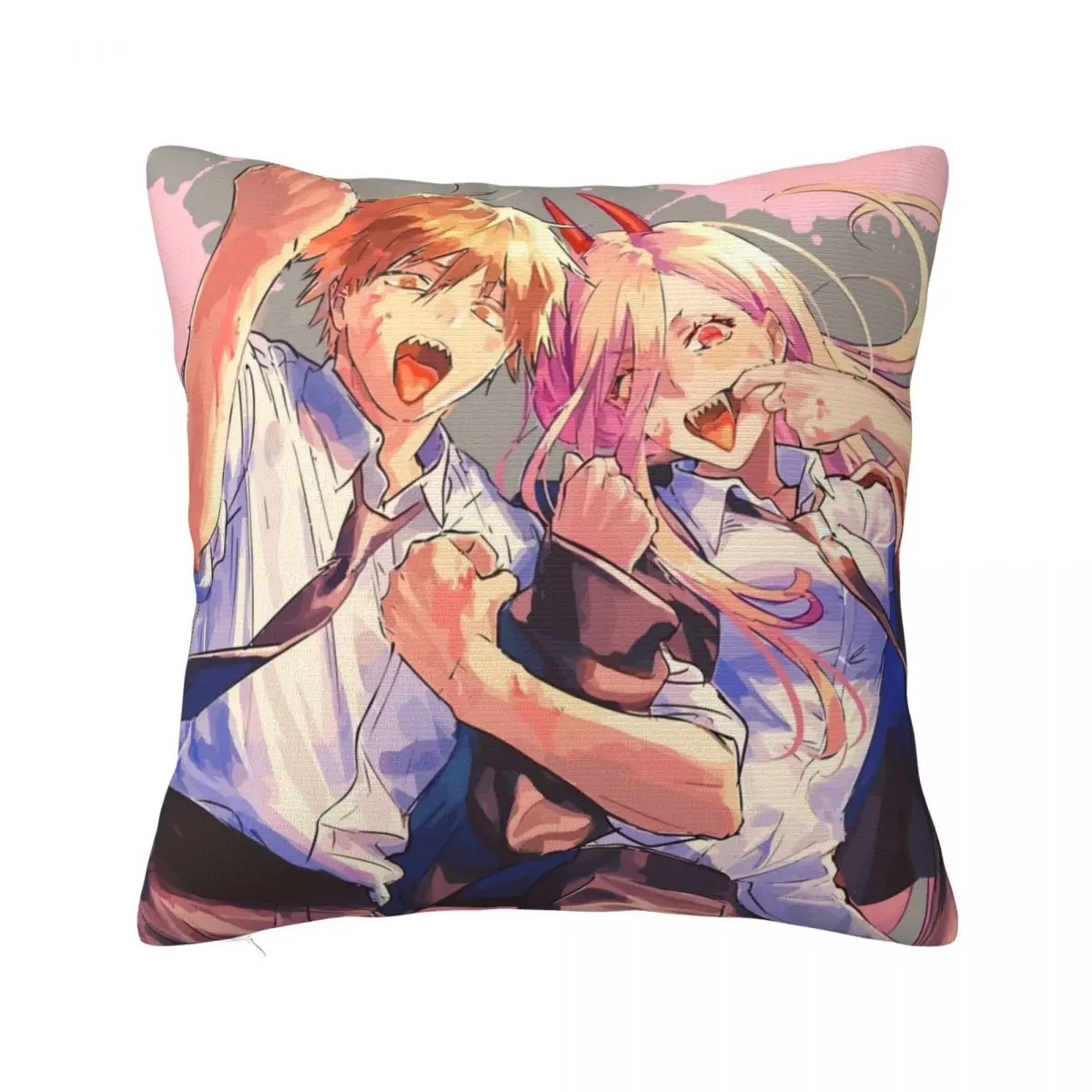 Power Higashiyama Kobeni Square Pillow Cases Chainsaw Man Anime Cushion Covers Awesome Zipper Decor Pillowcase for Home 45*45cm