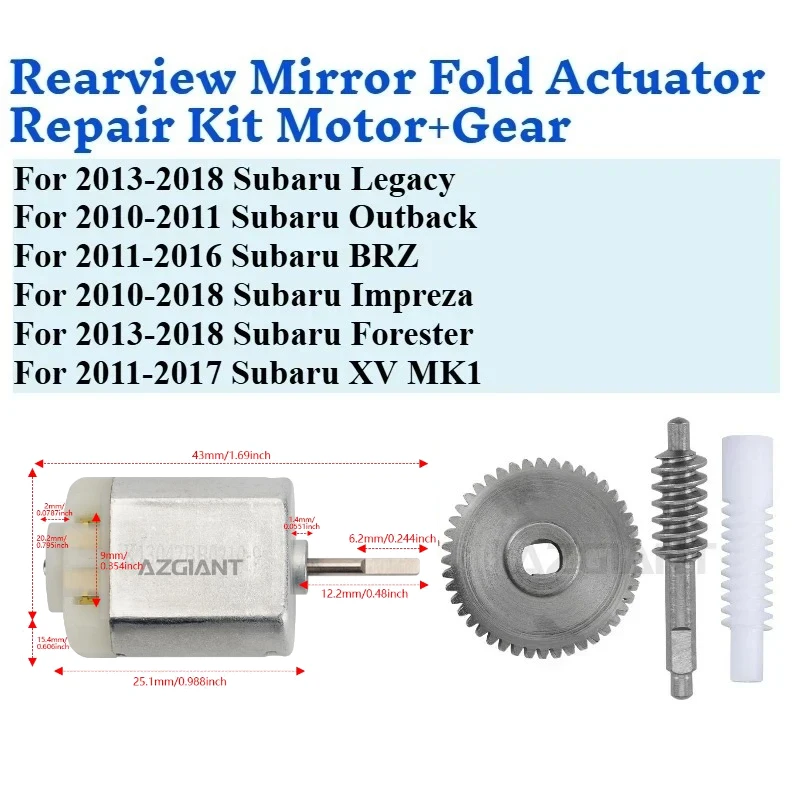 Car Parts For Subaru Legacy Outback BRZ Impreza Forester XV MK1 Side Raerview Mirror Fold DC Motor Power Gear Cog Inner Repair