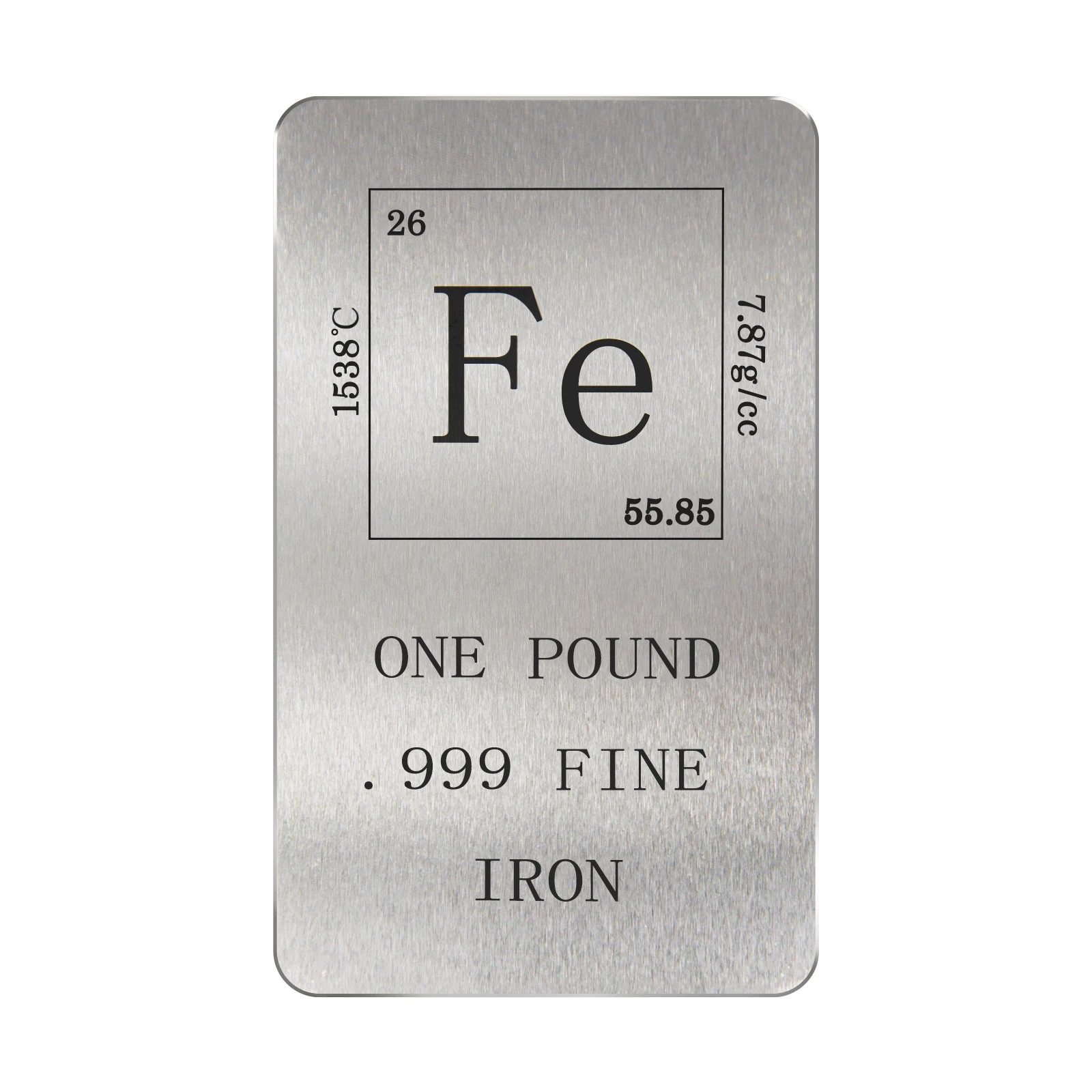 

1lb High Purity Iron Metal Bar .999 Fine Fe Element, Laser Engraved Periodic Table Block, Unique Science Gift & Desktop Decor