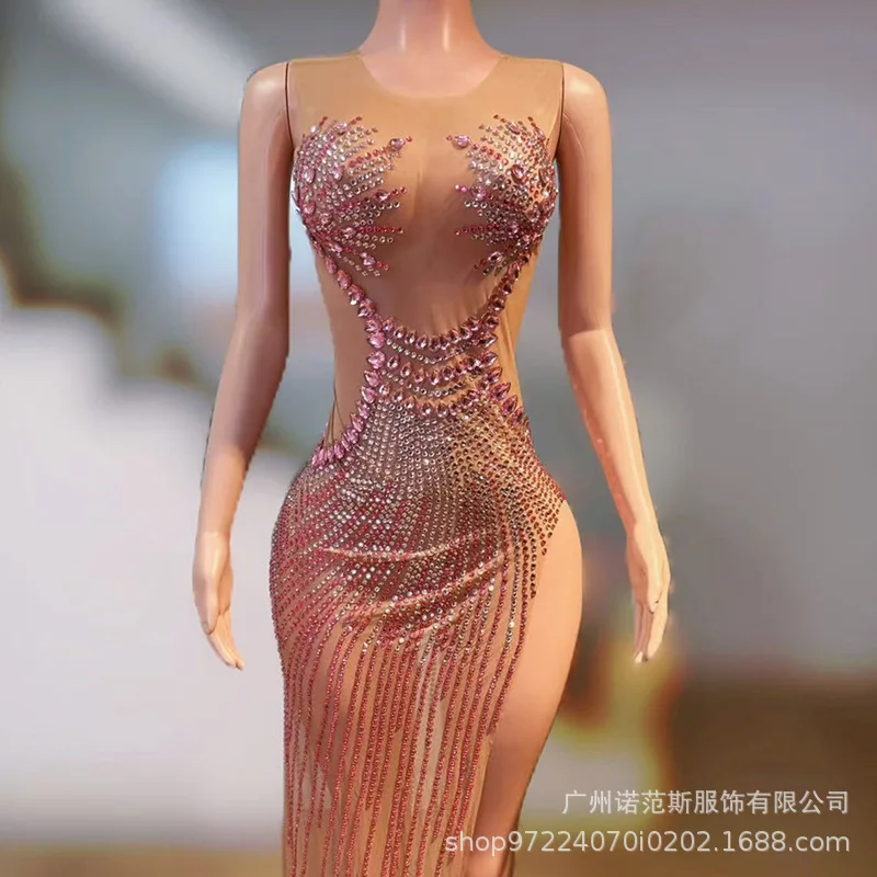 Abito sexy in rete prospettiva Cocktail Party Serata Banchetto Host Performance Dress Abiti Para Graduación Mini Vestido Sexy Hot