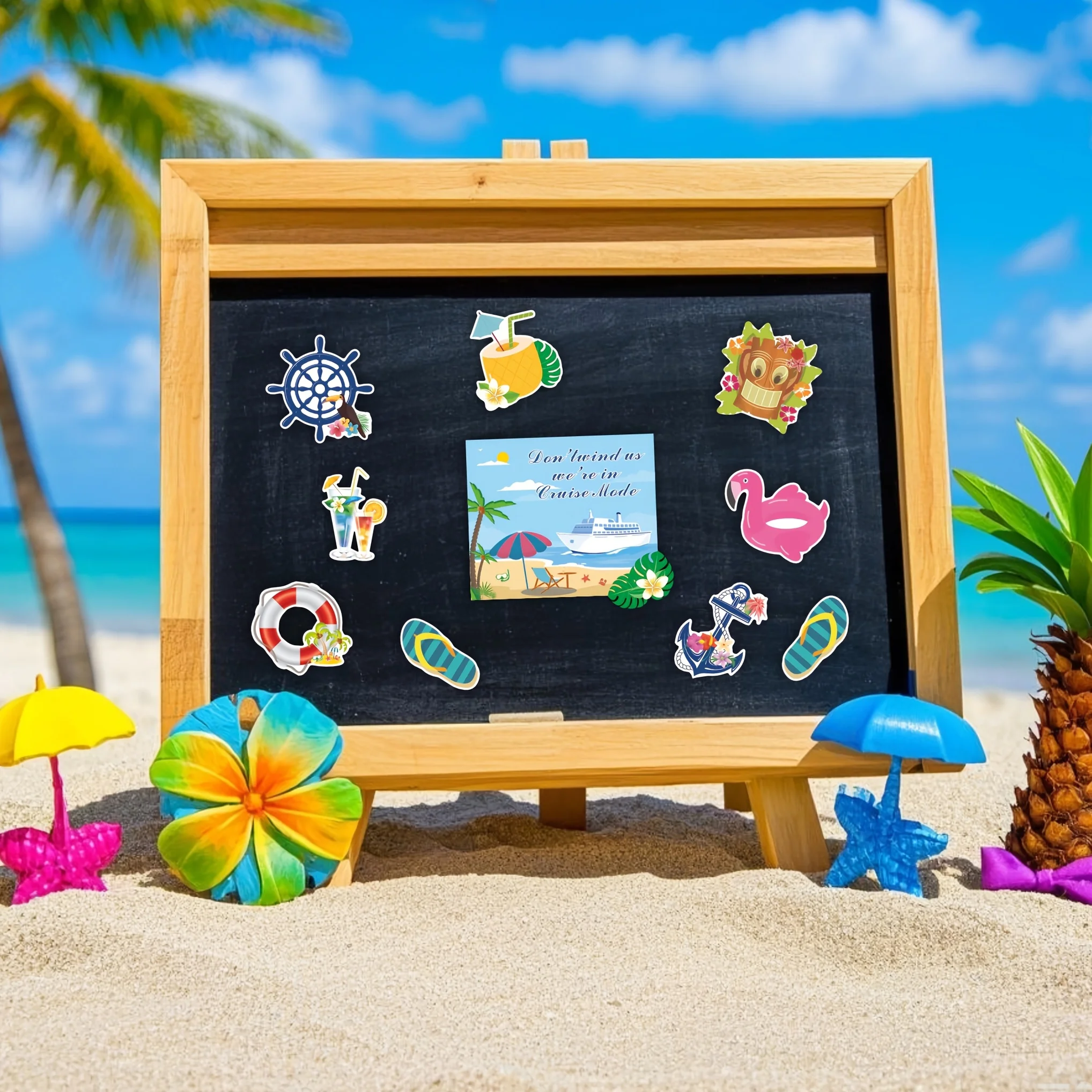 10pcs cruise themed door decorations, including slippers, rudder, and lifebuoy magnets, are usually suitable for decoration duri