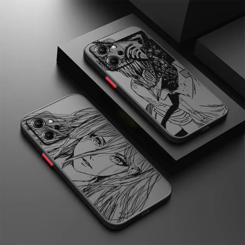 

Chainsaw Man Popular Anime Frosted Translucent For Redmi Note 13 12 12S 12T 11 11T 11E 10 10S 9 Pro Plus 5G Funda Phone Case