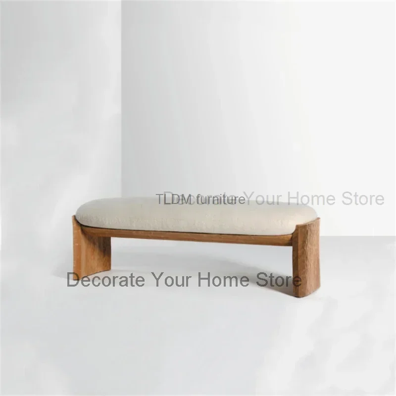 

Nordic Solid Wood Shoe Changing Stools Living Room Bedroom Bed End Stool Comfort Cushion Home Furniture Door Bench Ottomans