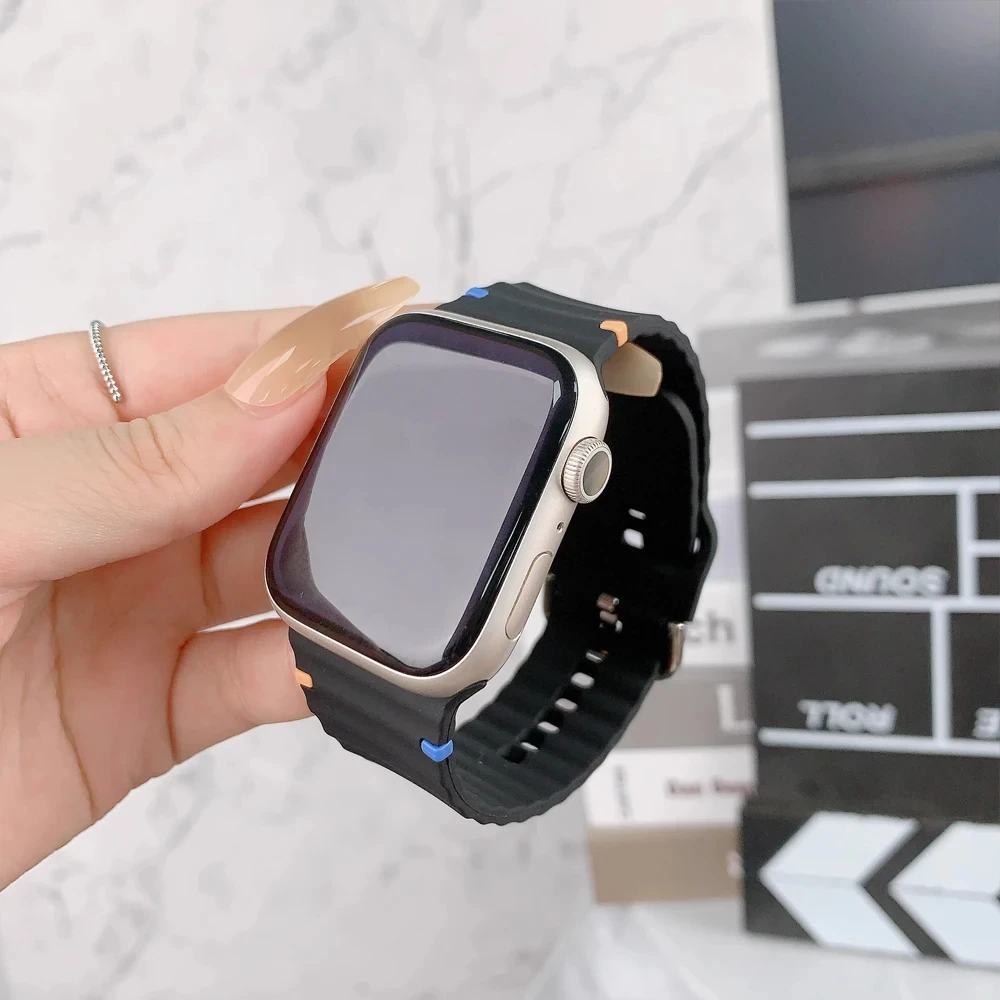 Silicone Strap for Apple watch straps 44mm 45mm 40mm 49mm 42mm 46mm 38 correa bracelet iwatch Series 9 8 7 6 SE 10 Ultra 2 band image 5