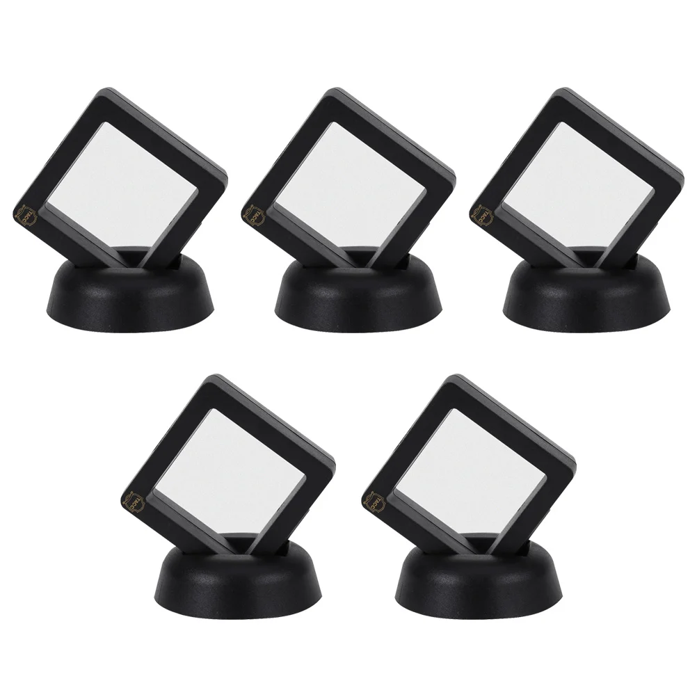 5pcs Coin Display Stand Commemorative Rack PP Plastic Material Square Case Storage Box Home Office Decor Collection