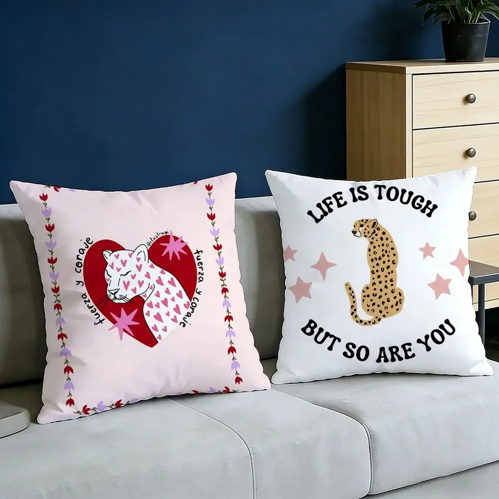 Art HHeart Leopard Printing Cushion Cover Soft Pillow Cases for Home Bedroom Living Room Sofa