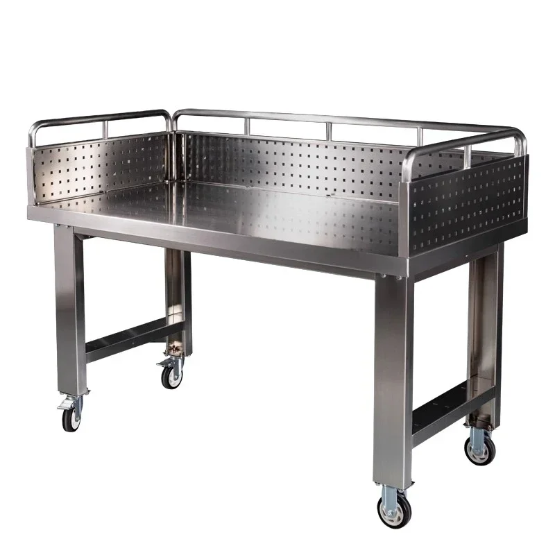 Laboratory corrosion-resistant stainless steel workbench with fence instrument tool table movable operator table