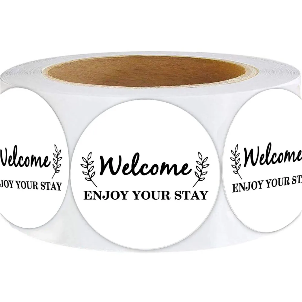 

Welcome Hotel Guest Stickers 2 inch Hotel Key Card Envelope Seals 500 Pcs Per Roll