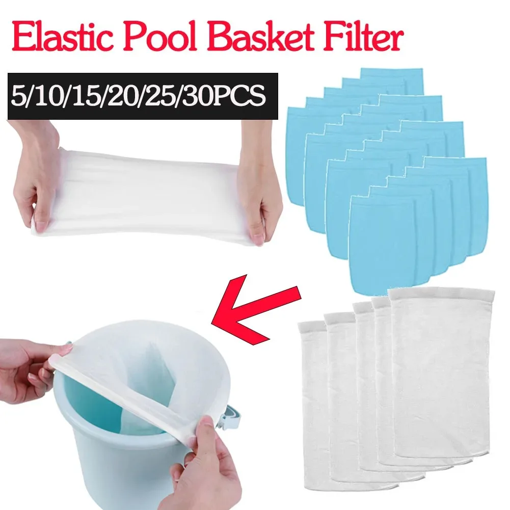 5/30 Pack Pool Skimmer Socks Cleans Debris and Leaves Baskets Filters Fish Tank Mesh Bag Round Swimming Pool Mesh Filter Access