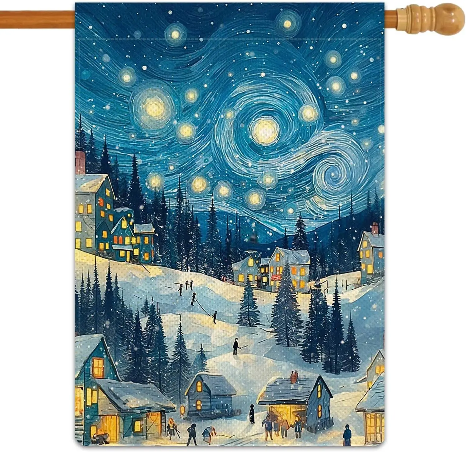 Winter Garden Flag Winter Starry Sky Garden Flag Holiday Festive Vertical Double Sided Rustic Farmland Burlap Yard Lawn Outd jjp