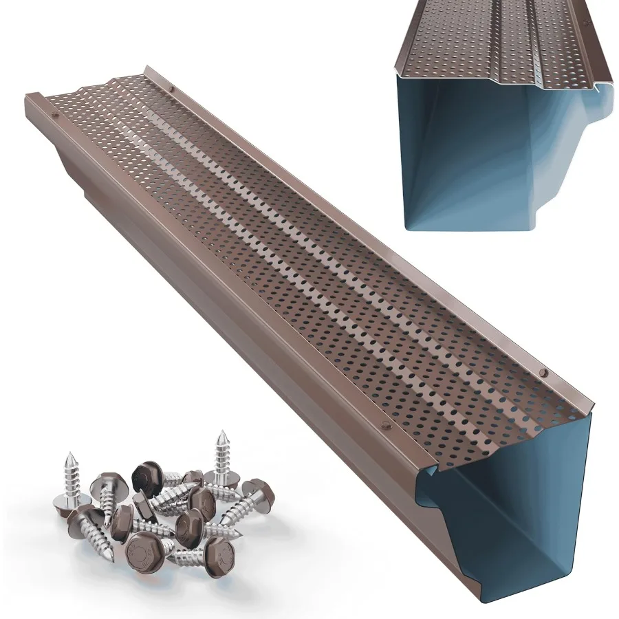 

5 Gutter Guards Leaf Filter - Domestic Aluminum Gutter Guard - Contractor Grade Rain Gutter Cover - Made in The USA 28 Feet Roy