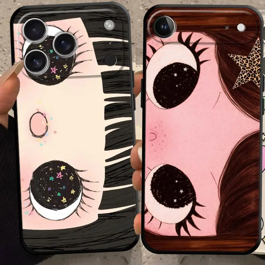 Cartoon-Mädchenaugen Coole Handyhülle für Apple iPhone 17 Pro Max Air 16 XS XR 12 Plus 13 Mini 15 7 8 11
