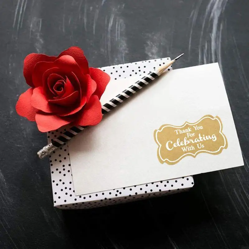 

652F Thank You for Celebrating with Us Stickers 500pcs/roll Handmade Sealing Label Sticker for Thanksgiving Cards Supply