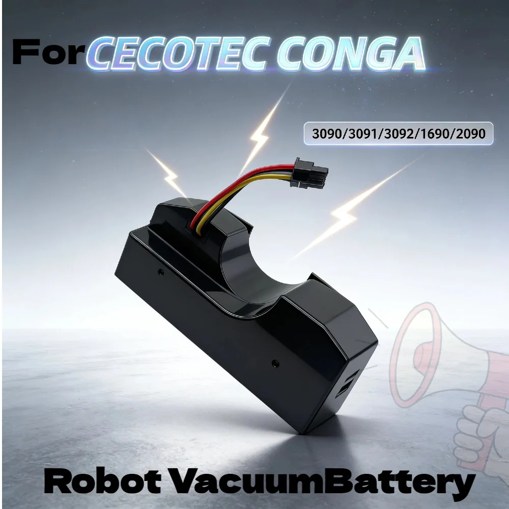 

14.4V 2600mAh-6800mAh Multi-Capacity Li-ion Replacement Battery – Spare ,for CECOTEC CONGA 3090/3091/3092/1690/2090 Robot Vacuum