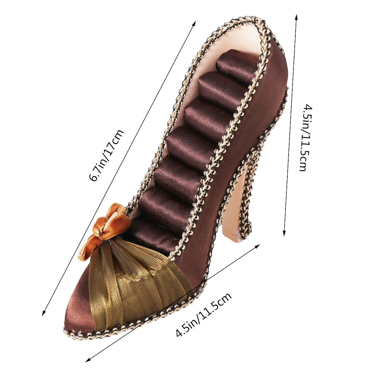 Stylish High Heel Shoe Design Jewelry Display Stand Organizer for Ear Studs Rings Pendants Easy View Storage Solution Dark Brown