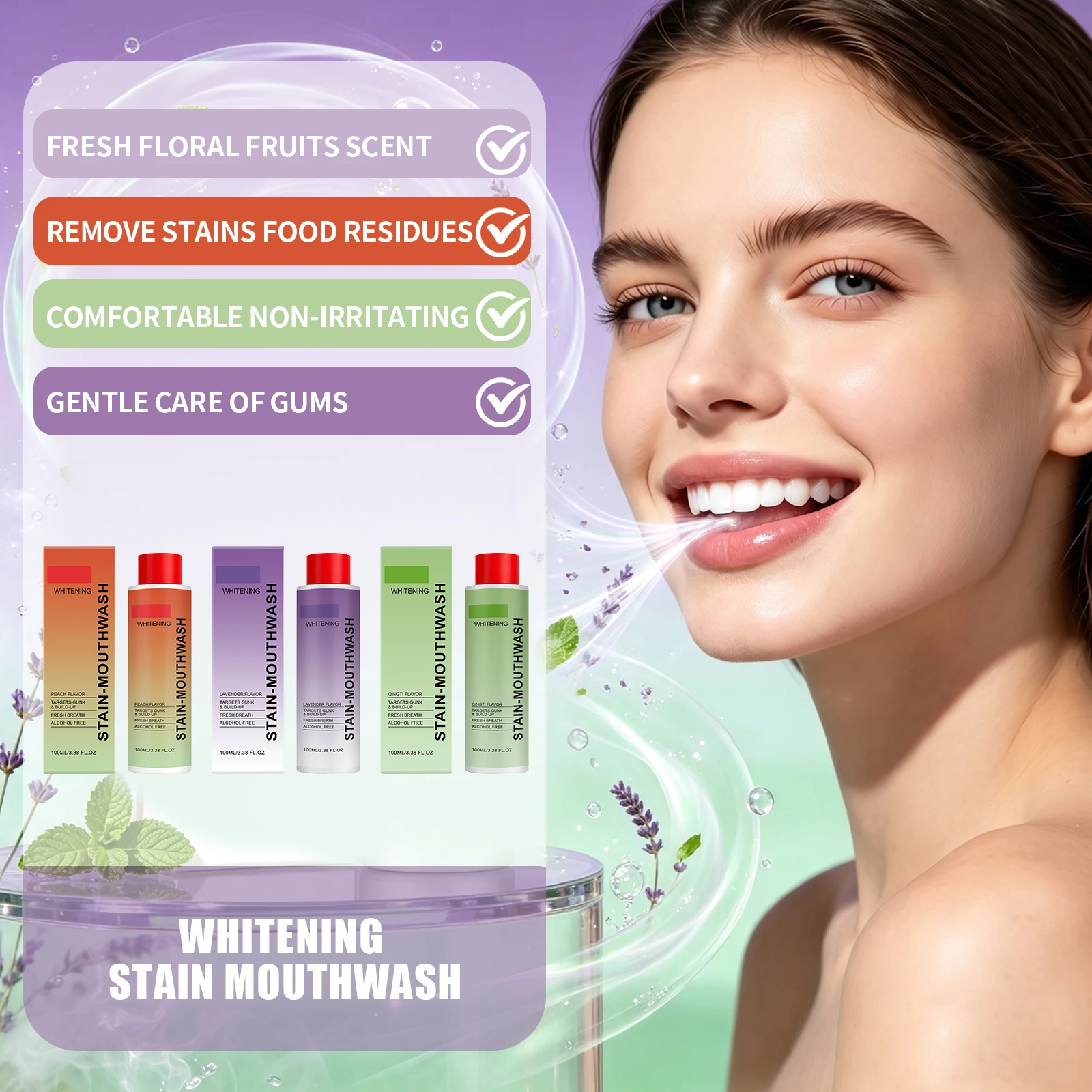 Whitening Mouthwash - غسول فم مبيض ومزيل للبقع بنكهة