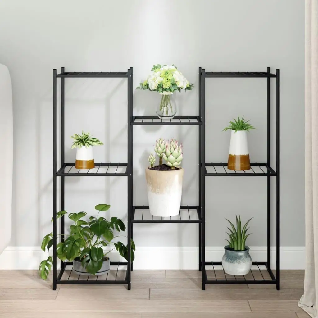 Elegant 83x25x80 cm Black Iron Flower Stand - Stylish Plant Display Rack