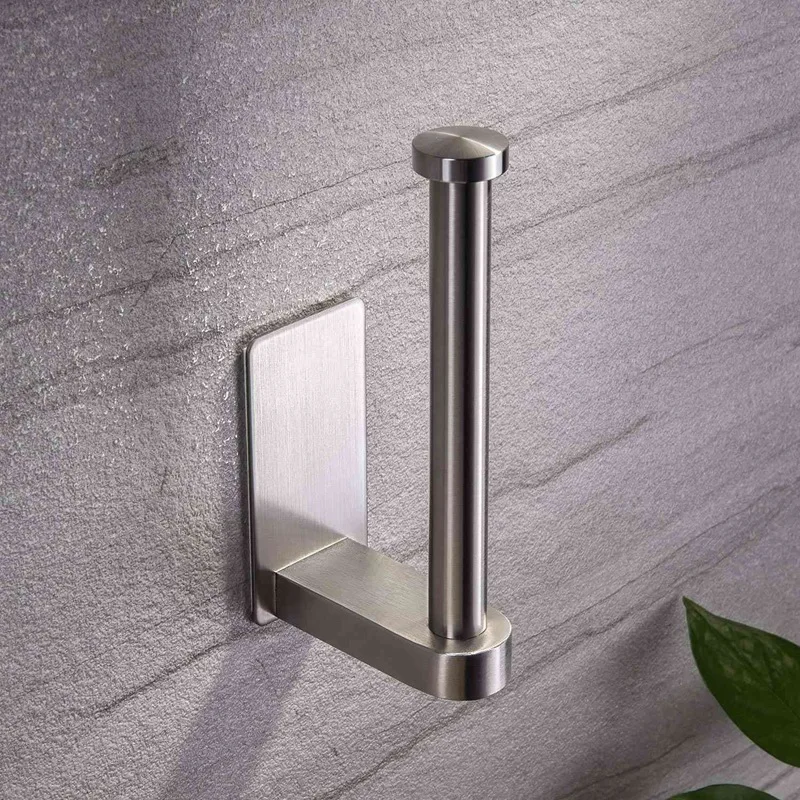 Auto-adesivo Toilet Paper Holder, banheiro Stand, sem perfuração, aço inoxidável, escovado, 3 pcs